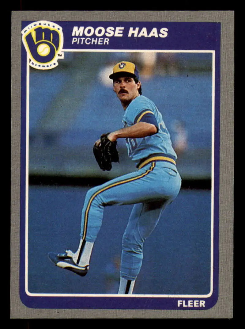 1985 Fleer #583 Moose Haas EX Excellent Milwaukee Brewers Baseball Card - Baseball Card Single
