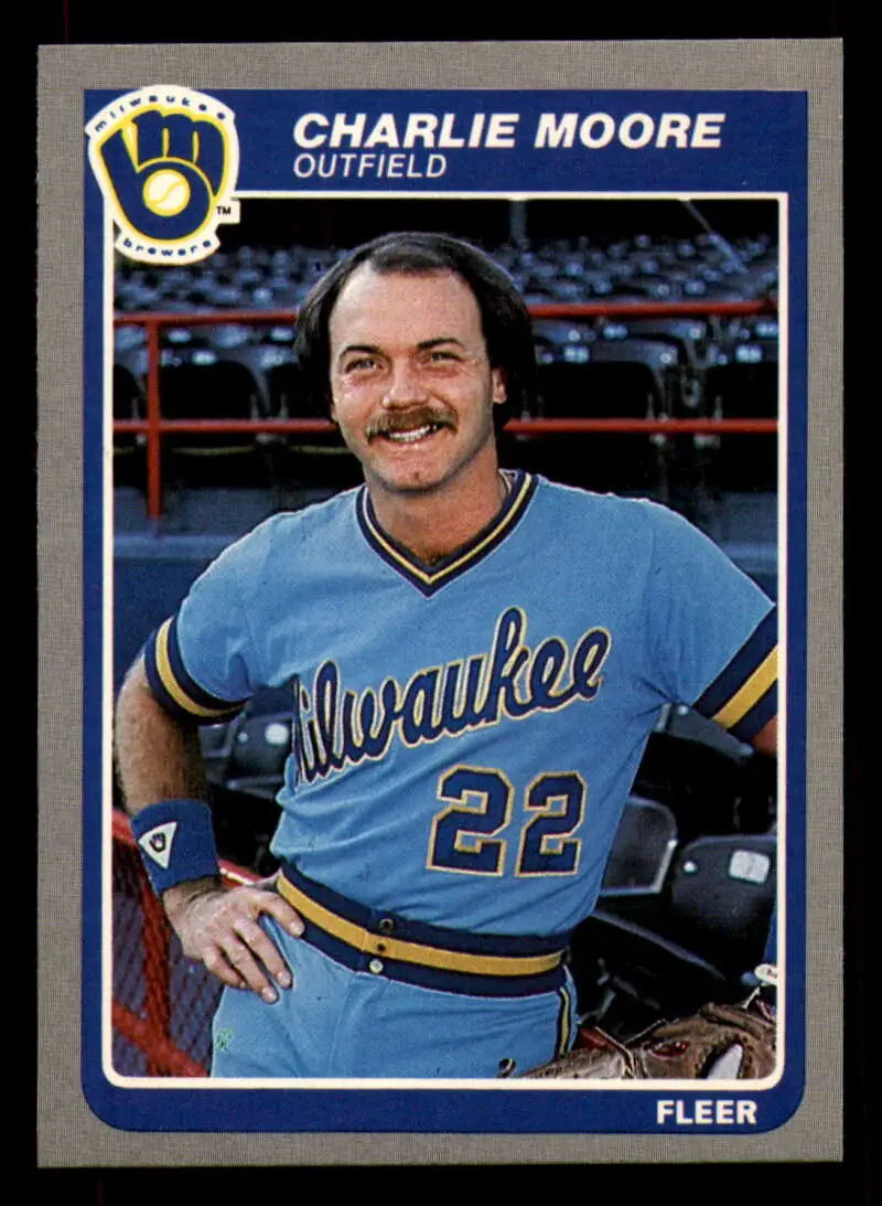 1985 Fleer #589 Charlie Moore EX Excellent Milwaukee Brewers Baseball Card - Baseball Card Single