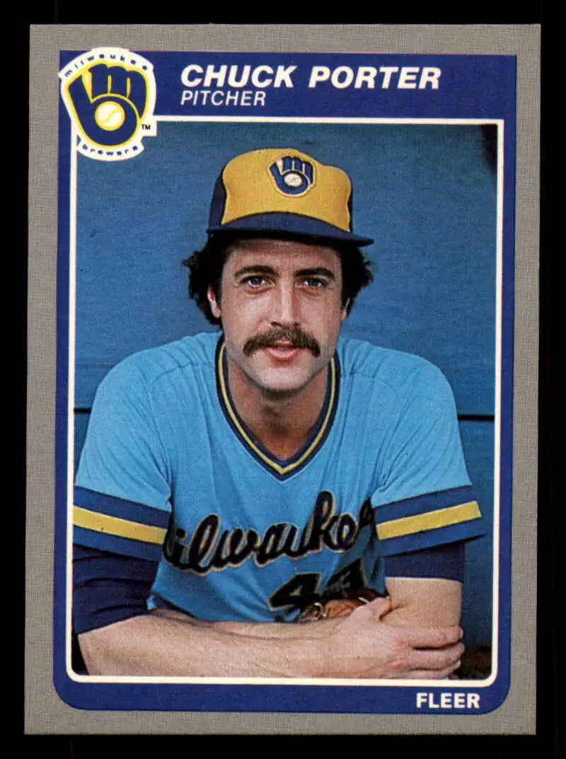 1985 Fleer #591 Chuck Porter EX Excellent Milwaukee Brewers Baseball Card - Baseball Card Single