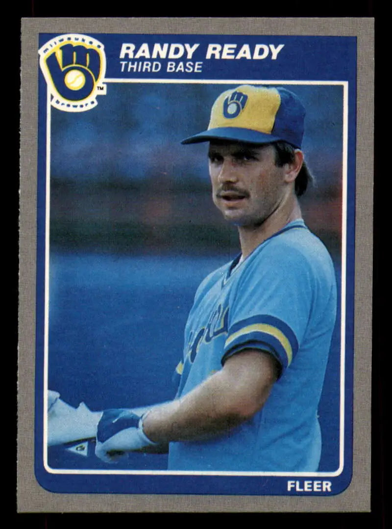 1985 Fleer #592 Randy Ready EX Excellent RC Rookie Milwaukee Brewers Baseball Card - Baseball Card Single