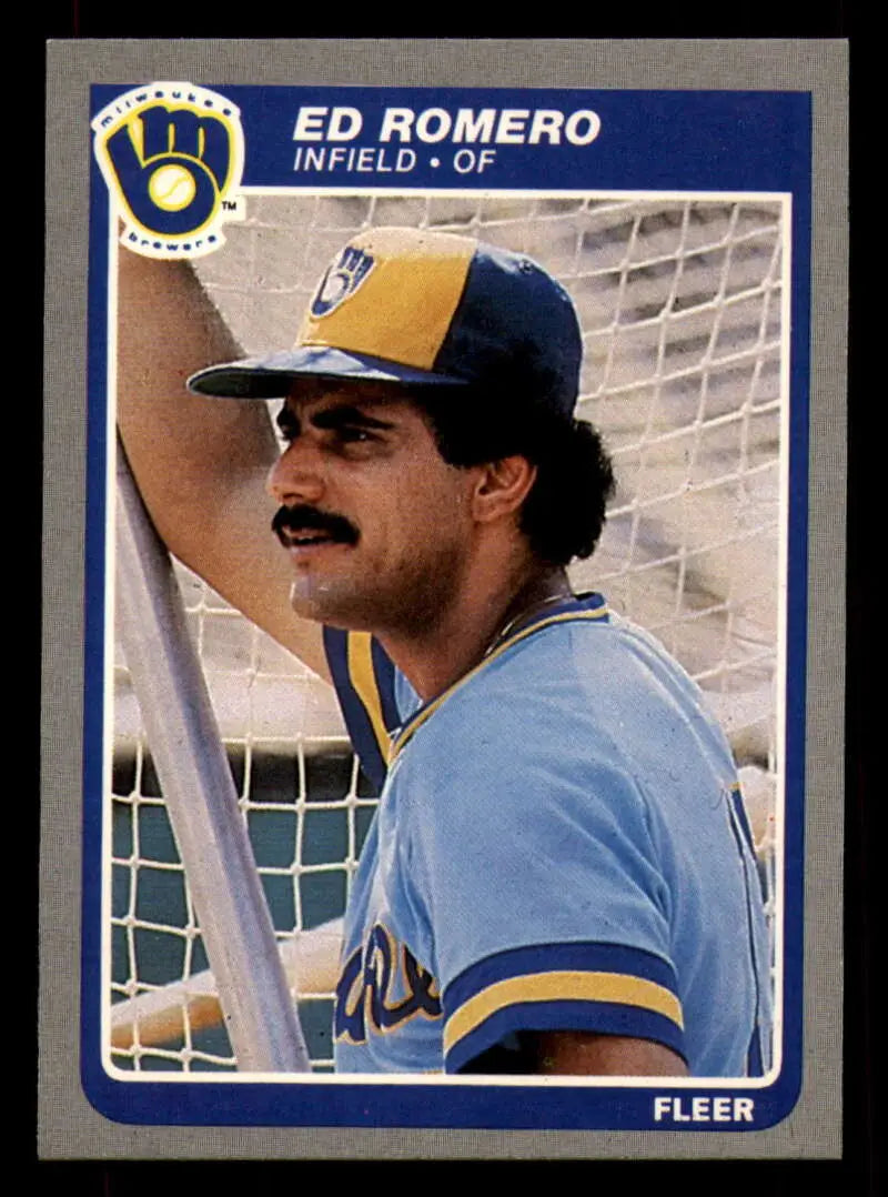 1985 Fleer #593 Ed Romero EX Excellent Milwaukee Brewers Baseball Card - Baseball Card Single