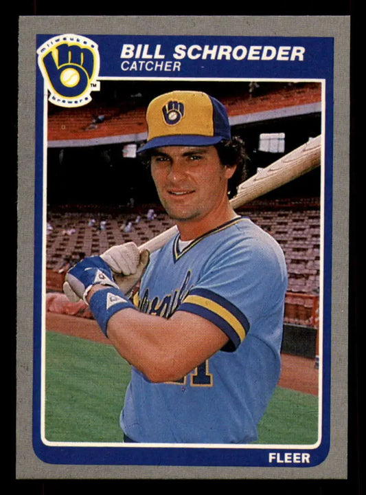 1985 Fleer #594 Bill Schroeder EX Excellent Milwaukee Brewers Baseball Card - Baseball Card Single