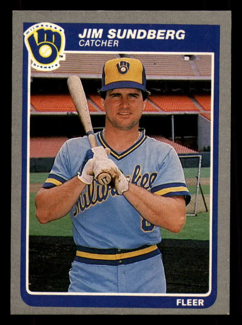 1985 Fleer #597 Jim Sundberg EX Excellent Milwaukee Brewers Baseball Card - Baseball Card Single
