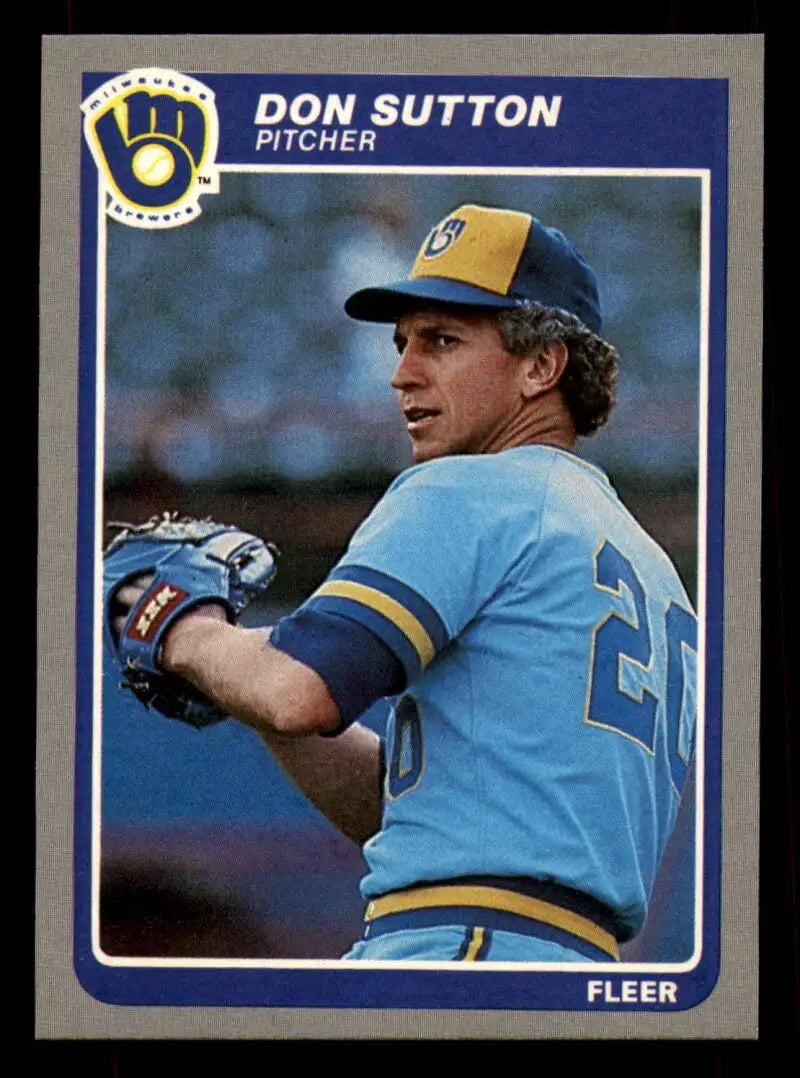 1985 Fleer #598 Don Sutton EX Excellent Milwaukee Brewers Baseball Card - Baseball Card Single