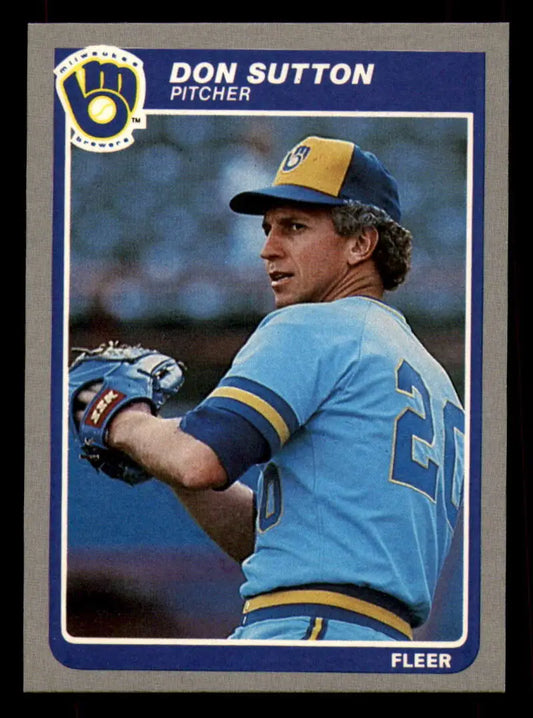1985 Fleer #598 Don Sutton EX Excellent Milwaukee Brewers Baseball Card - Baseball Card Single