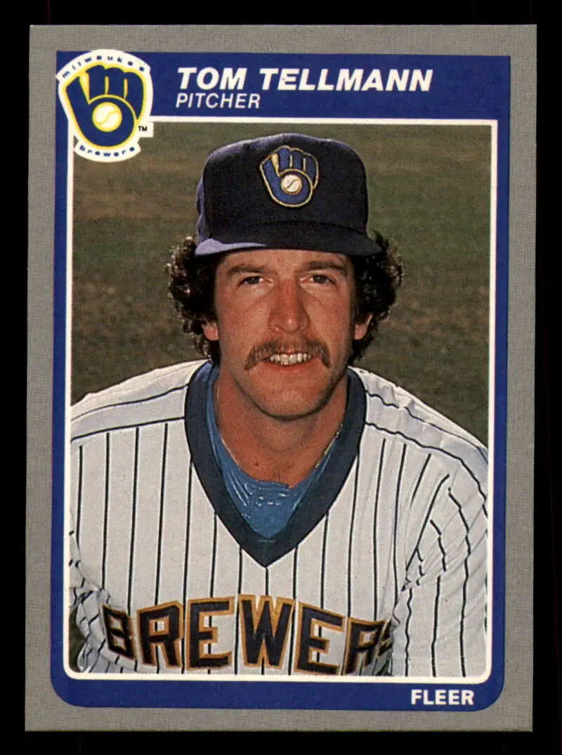 1985 Fleer #599 Tom Tellmann EX Excellent Milwaukee Brewers Baseball Card - Baseball Card Single