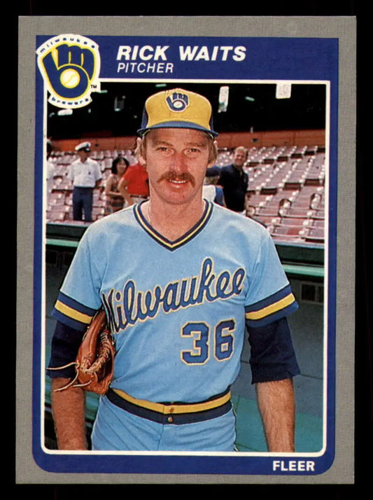 1985 Fleer #600 Rick Waits EX Excellent Milwaukee Brewers Baseball Card - Baseball Card Single