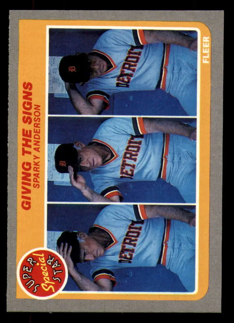 1985 Fleer #628 Sparky Anderson EX Excellent Detroit Tigers Baseball Card - Baseball Card Single