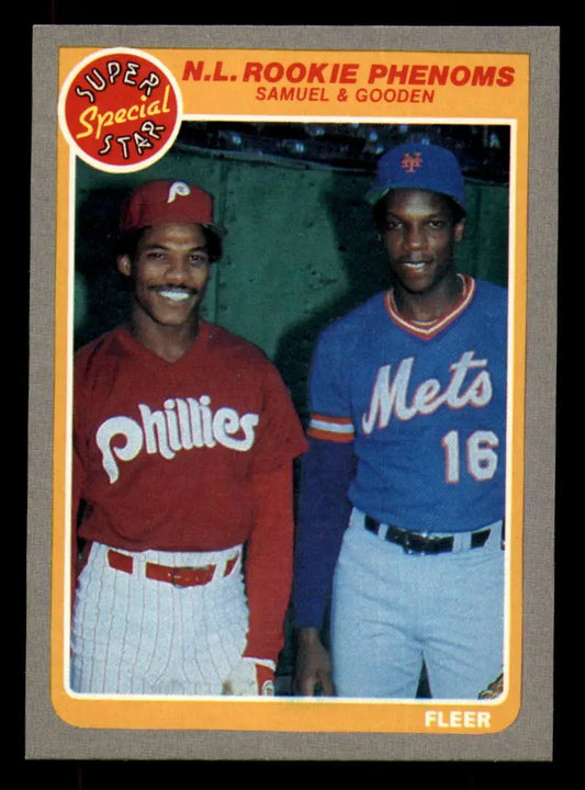 1985 Fleer #634 Juan Samuel/Dwight Gooden EX Excellent New York Mets/Philadelphia Phillies Baseball Card - Baseball