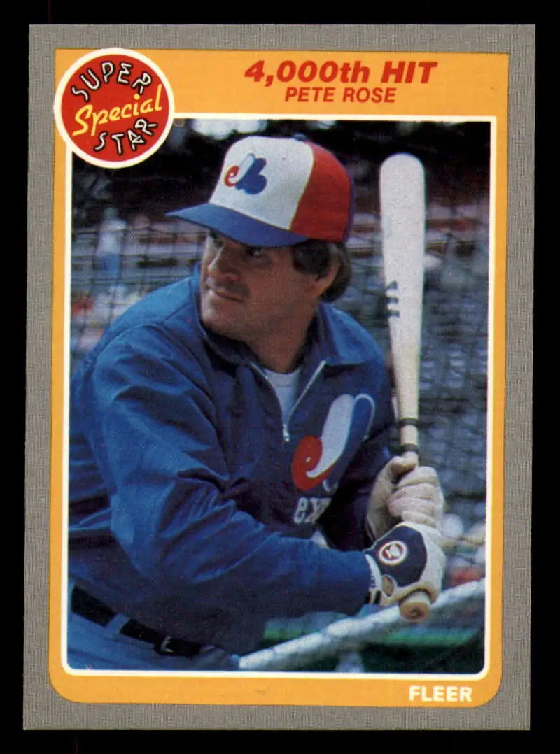 1985 Fleer #640 Pete Rose EX Excellent Montreal Expos Baseball Card - Baseball Card Single