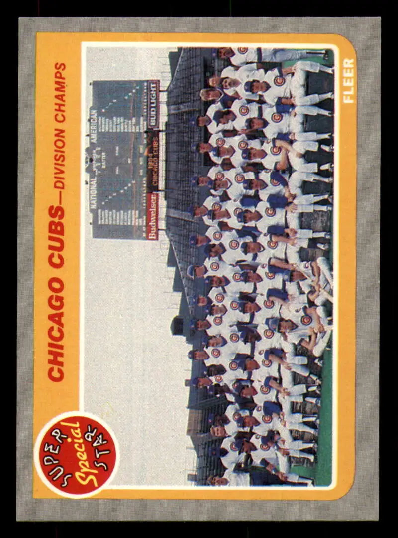 1985 Fleer #642 Cubs Division Champs EX Excellent Chicago Cubs Baseball Card - Baseball Card Single