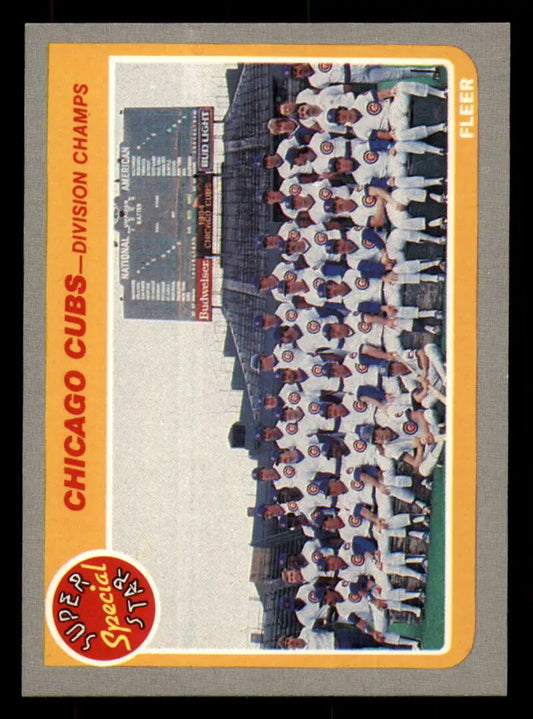 1985 Fleer #642 Cubs Division Champs EX Excellent Chicago Cubs Baseball Card - Baseball Card Single