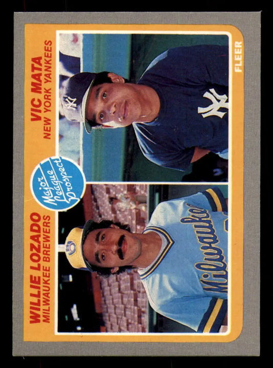 1985 Fleer #644 Willie Lozado/Vic Mata EX Excellent RC Rookie Milwaukee Brewers/New York Yankees Baseball Card