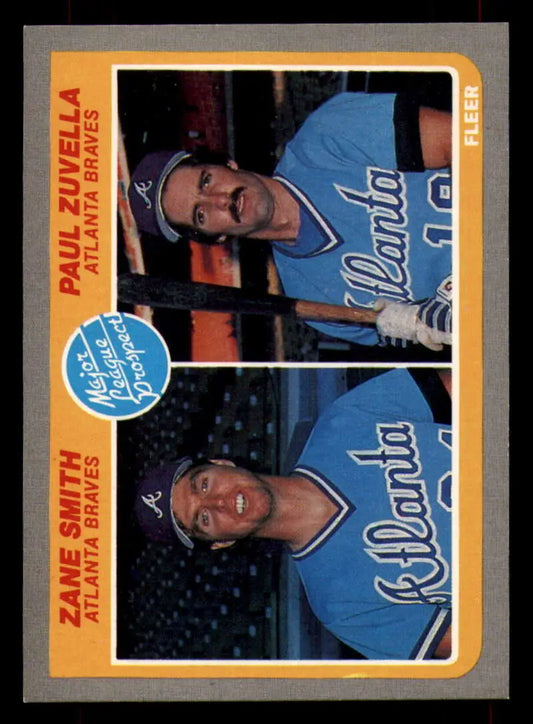 1985 Fleer #651 Zane Smith/Paul Zuvella EX Excellent RC Rookie Atlanta Braves Baseball Card - Baseball Card Single