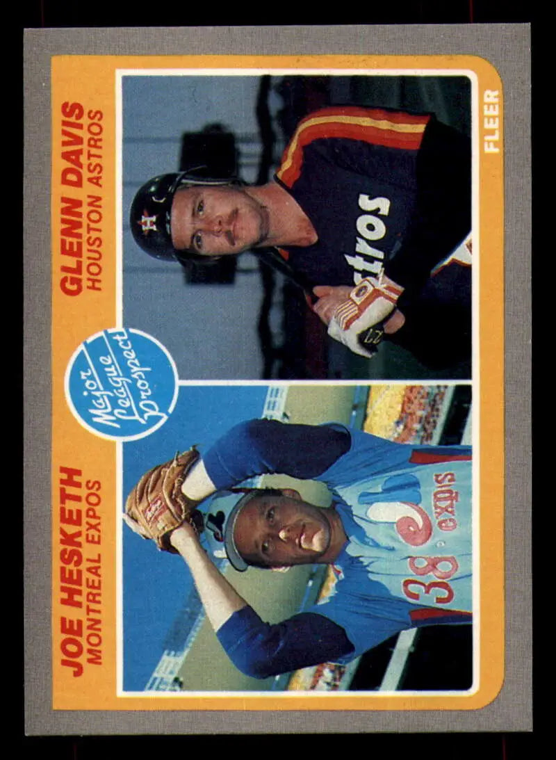 1985 Fleer #652 Joe Hesketh/Glenn Davis EX Excellent RC Rookie Houston Astros/Montreal Expos Baseball Card - Baseball