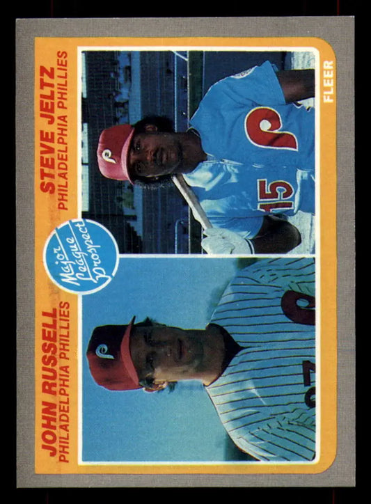 1985 Fleer #653 John Russell/Steve Jeltz EX Excellent RC Rookie Philadelphia Phillies Baseball Card - Baseball Card