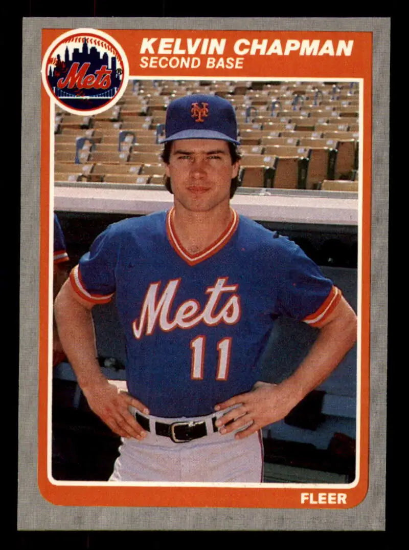 1985 Fleer #75 Kelvin Chapman EX Excellent RC Rookie New York Mets Baseball Card - Baseball Card Single