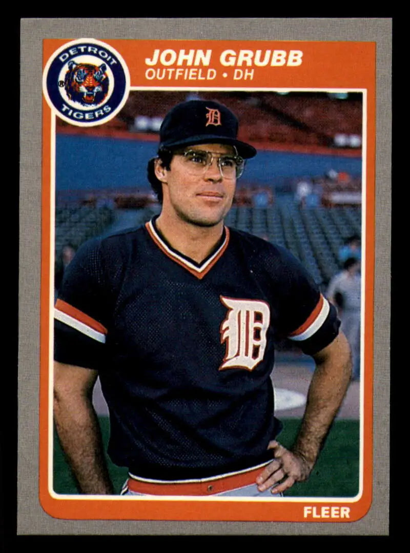 1985 Fleer #9 Johnny Grubb EX Excellent Detroit Tigers Baseball Card - Baseball Card Single