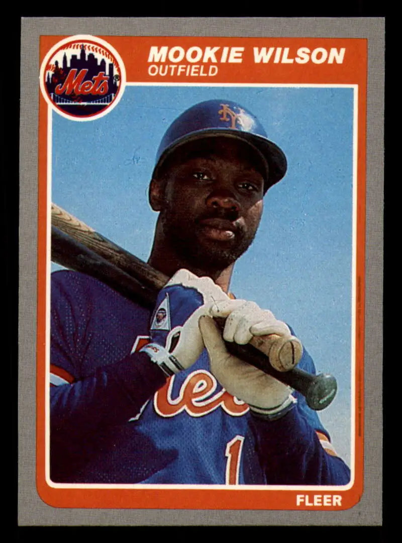 1985 Fleer #95 Mookie Wilson EX Excellent New York Mets Baseball Card - Baseball Card Single