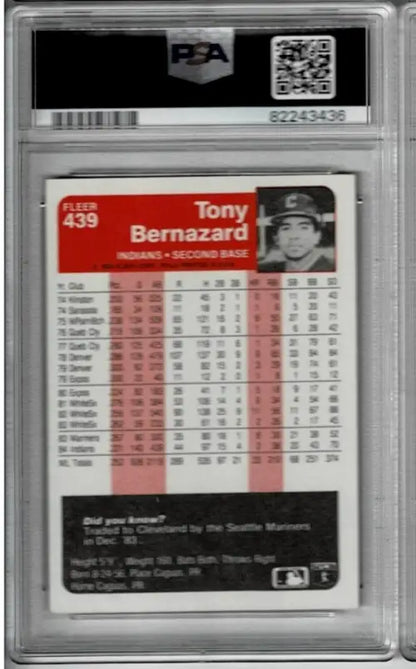 Graded Tony Bernazard baseball card PSA DNA authenticated Cleveland Indians auto 1985 Fleer
