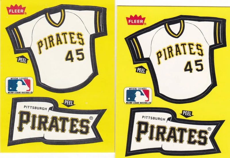 Baseball jersey stickers for Pittsburgh Pirates, featuring jersey number 45 and team logo