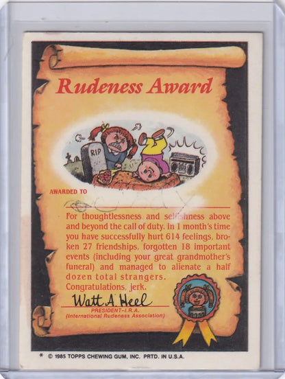 Garbage Pail Kids Series 2 53a Jolted Joel collectible card front view