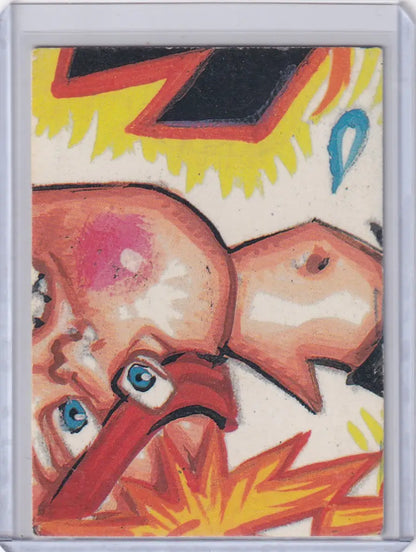 Cartoonish distressed baby from Garbage Pail Kids Series 2 68b Dizzy DAVE collectible