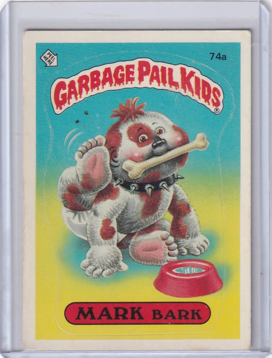 Garbage Pail Kids Series featuring 74a Mark Bark trading card from 1985 collection