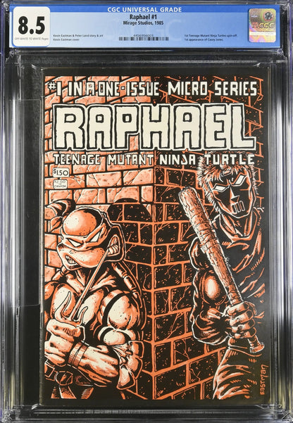 CGC graded 8.5 Raphael #1 Teenage Mutant Ninja Turtles Micro Series comic book cover art
