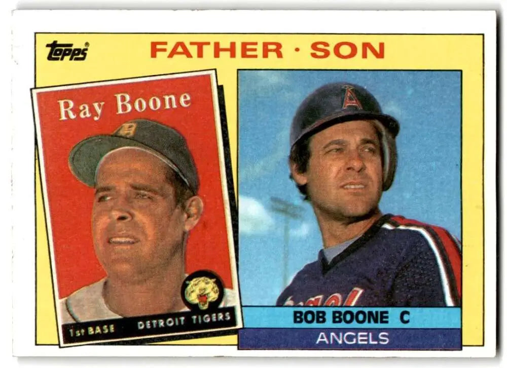 1985 Topps #133 Ray Boone/Bob Boone EX Excellent Detroit Tigers/California Angels Baseball Card - Baseball Card Single