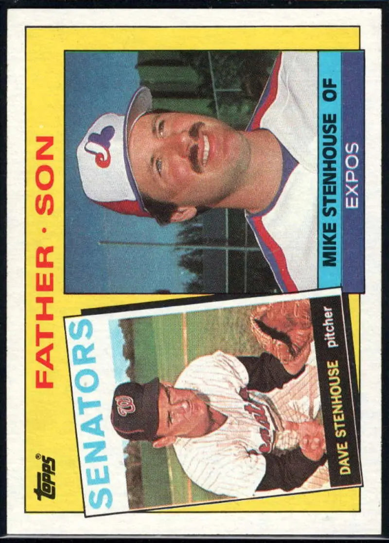 1985 Topps #141 Dave Stenhouse/Mike Stenhouse EX Excellent Washington Senators/Montreal Expos Baseball Card - Baseball