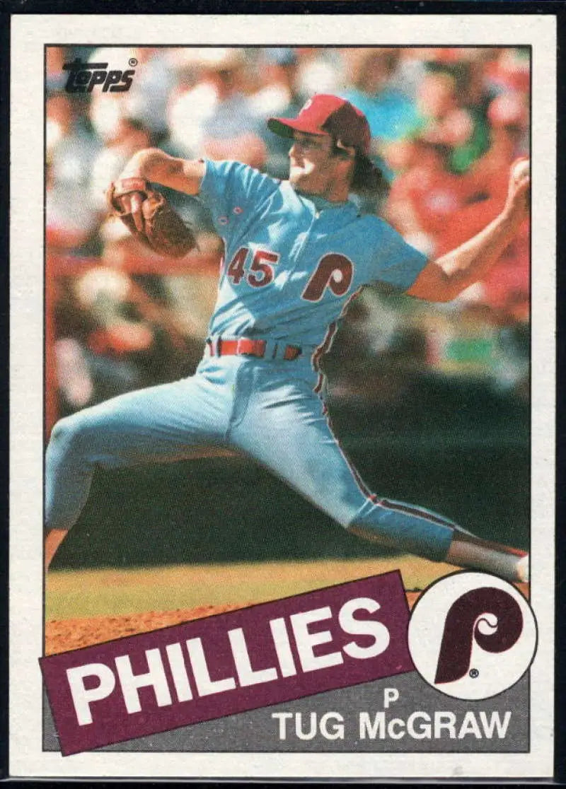 1985 Topps #157 Tug McGraw EX Excellent Philadelphia Phillies Baseball Card - Baseball Card Single
