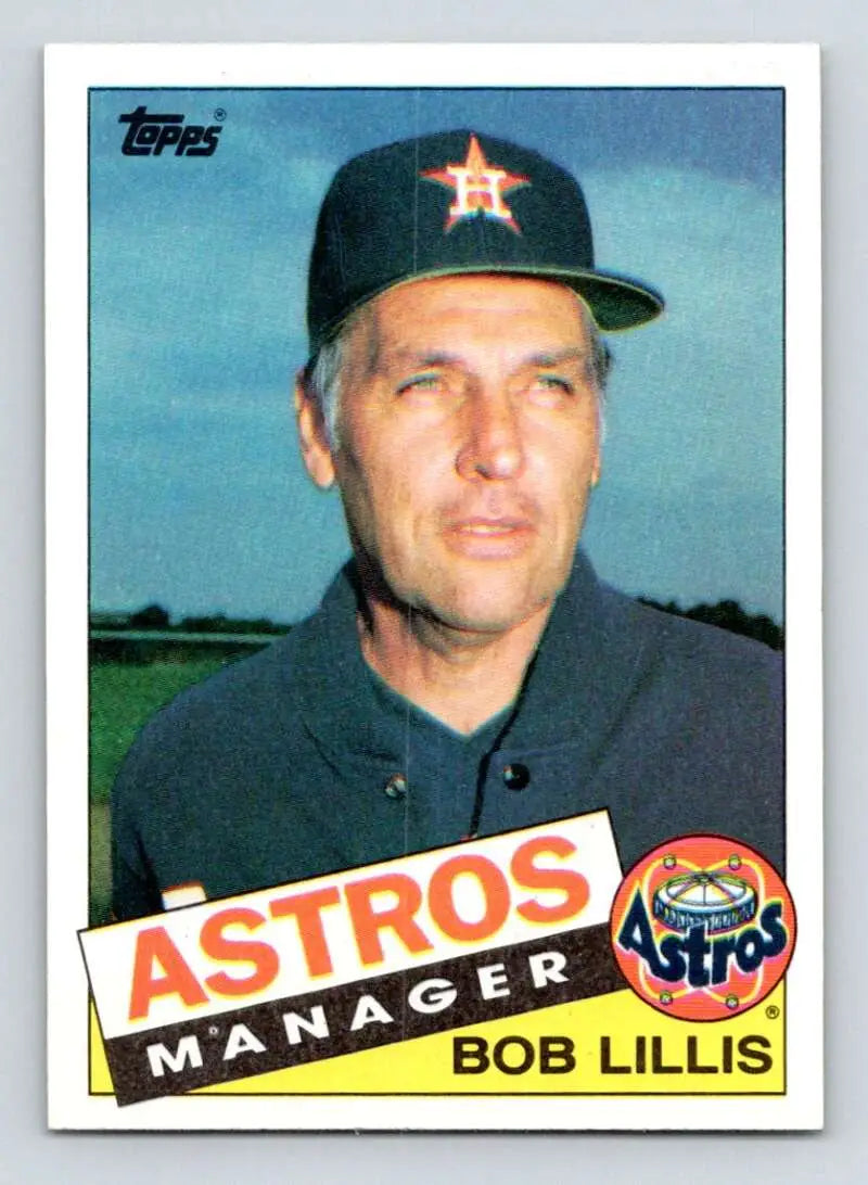 1985 Topps #186 Bob Lillis EX Excellent Houston Astros Baseball Card - Baseball Card Single