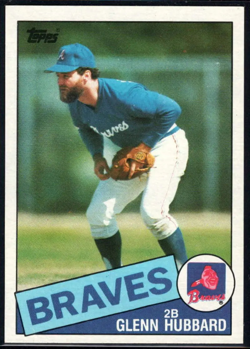 1985 Topps #195 Glenn Hubbard EX Excellent Atlanta Braves Baseball Card - Baseball Card Single
