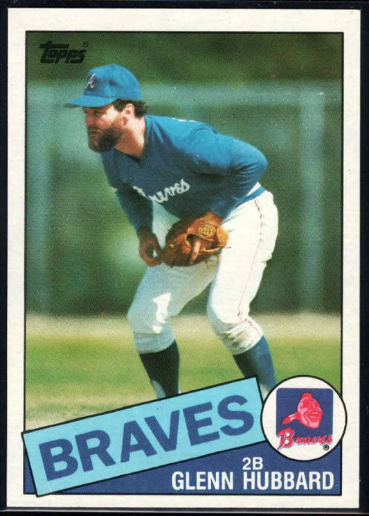 1985 Topps #195 Glenn Hubbard EX Excellent Atlanta Braves Baseball Card - Baseball Card Single