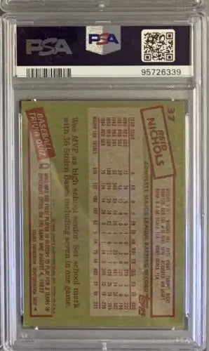 Graded 1985 Topps #37 Reid Nichols Signed Baseball Trading Card Boston Red Sox