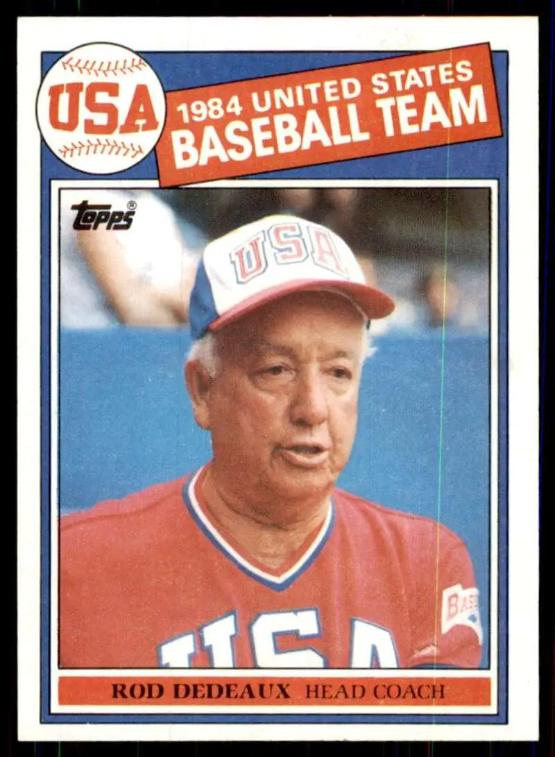 1985 Topps #389 Rod Dedeaux EX Excellent RC Rookie USA Baseball Card - Baseball Card Single