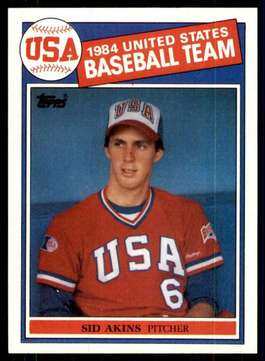 1985 Topps #390 Sid Akins EX Excellent RC Rookie USA Baseball Card - Baseball Card Single