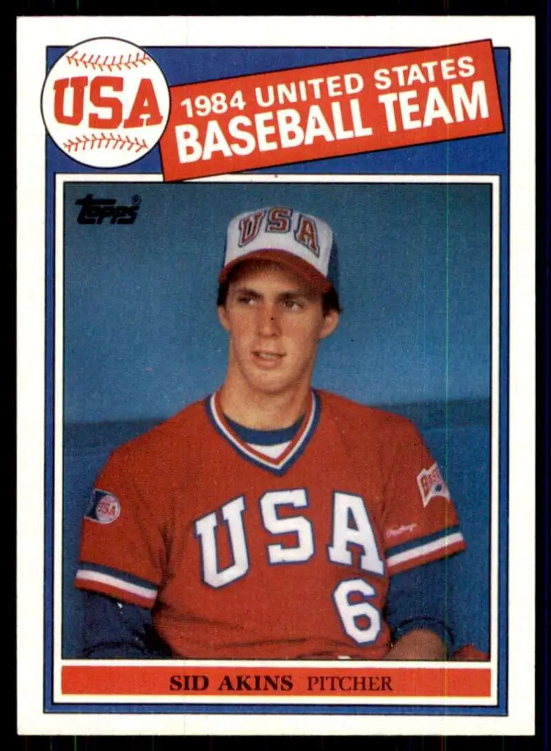 1985 Topps #390 Sid Akins EX Excellent RC Rookie USA Baseball Card - Baseball Card Single