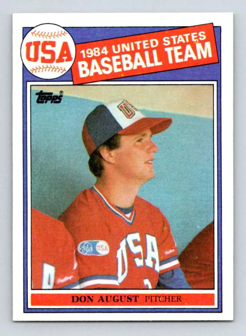 1985 Topps #392 Don August EX Excellent RC Rookie USA Baseball Card - Baseball Card Single