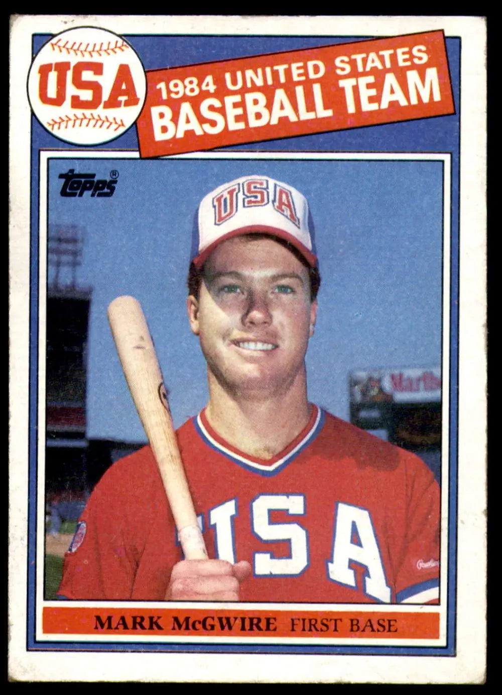 1985 Topps #401 Mark McGwire EX Excellent RC Rookie USA Baseball Card - Baseball Card Single