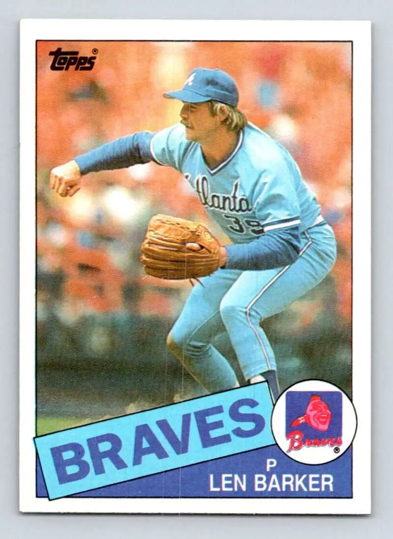 1985 Topps #557 Len Barker EX Excellent Atlanta Braves Baseball Card - Baseball Card Single