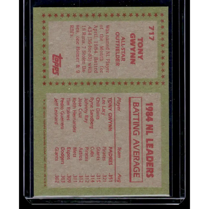 1985 Topps #717 Tony Gwynn VG San Diego Padres Baseball Card