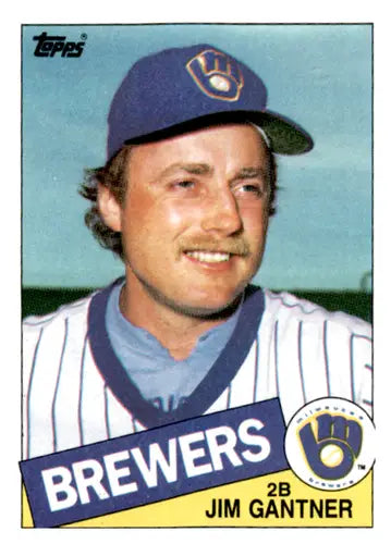 Original gloss Jim Gantner baseball card from 1985 Topps #781 Brewers ID 65047