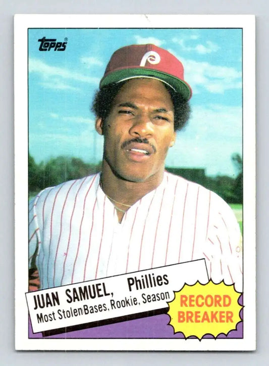 1985 Topps #8 Juan Samuel EX Excellent Philadelphia Phillies Baseball Card - Baseball Card Single