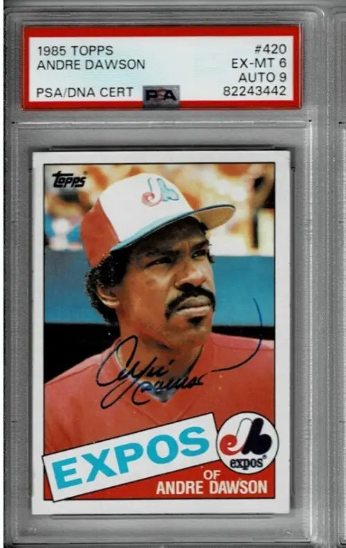 Graded Andre Dawson baseball card from 1985 Topps Andre Dawson series with PSA 6