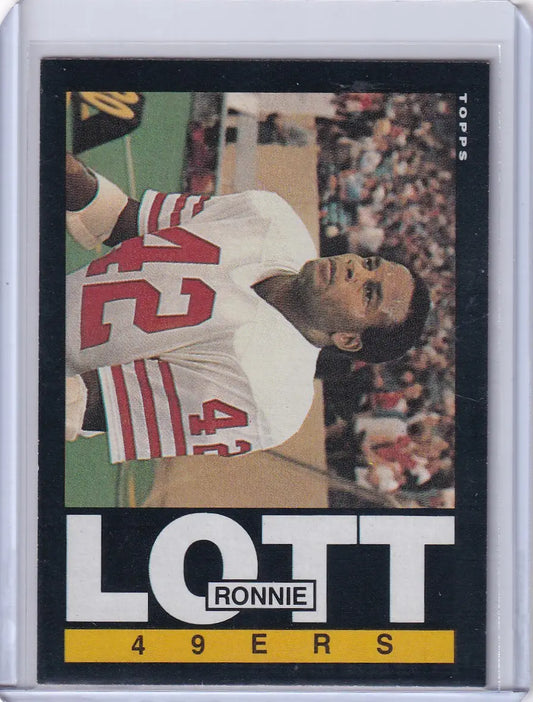 1985 Topps Football #156 Ronnie Lott card featuring San Francisco 49ers legend