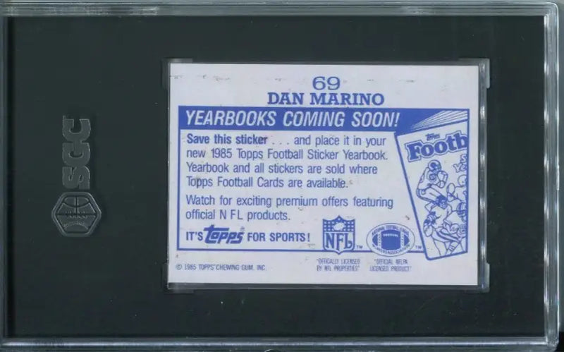 1985 Topps Sticker Dan Marino Coming Soon #69 SGC 8.5 NM-MT Miami Dolphins - Football Card Single