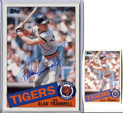 Signed Topps Super Alan Trammell Baseball Card from 1985 with JSA Authentication