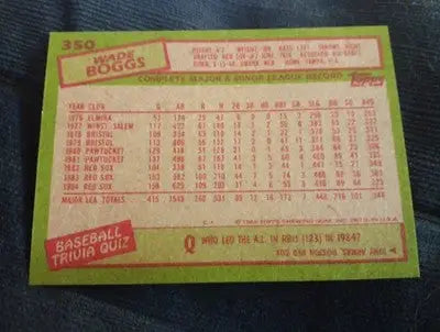 1985 Topps - Wade Boggs #350. Boston Red Sox. EX-NRMT - Baseball Card Single